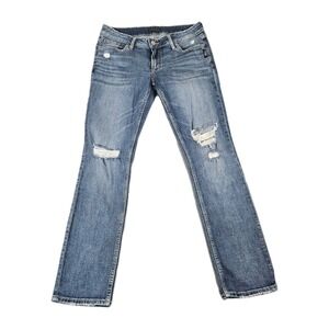 Silver Jeans Co Elyse‎ Straight Distressed Blue Denim Jeans W29 L30 L03403SOP231